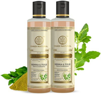 KHADI NATURAL Henna Tulsi Extra Conditioning Hair Cleanser/Shampoo (Pack of 2)(420 ml)