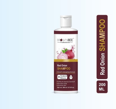 brownbee Onion Hair Fall Shampoo for Hair Growth & Hair Fall Control, onion seeds with rose mary and cederwood(200 ml)