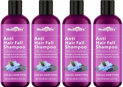 Mensport Anti-Hairfall Shampoo with Blackseed Oil Extract Clear Scalp Pack 4 of 100ML(400 ml)