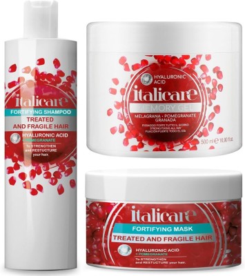 Italicare Fortifying Shampoo 300 ml+Mask 300 ml+Memory Gel 500 ml Combo Italian Hair Care(1100 ml)