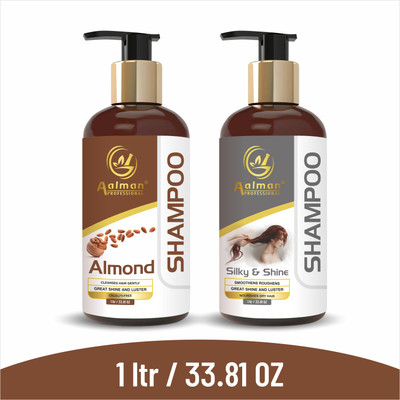 Aalman Professional Almond + Silky & Shine Comboo (2-Bottal) 1 Ltr(2 L)