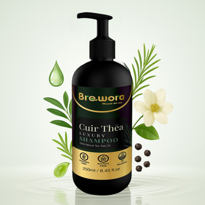 Brewora Cuir Théa Luxury Shampoo – Tea Tree Oil | Sulfate & Paraben Free | Anti-Dandruff(250 ml)