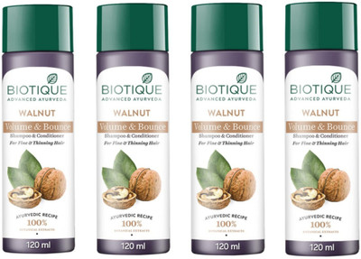 BIOTIQUE Walnut Volume & Bounce Shampoo 120 ML (Pack Of 4)(480 ml)