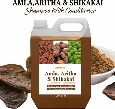 Sonavi Amla Aritha Shikakai Shampoo with Conditioner Paraben Free Natural Shampoo(1 L)