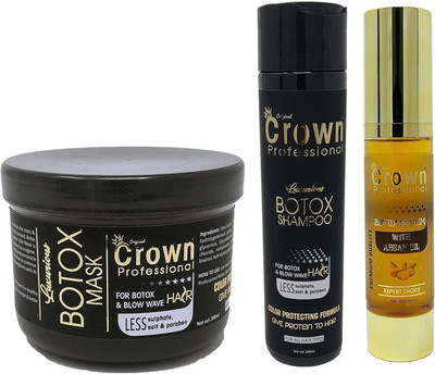Original crown Professional Botox HairMask ,Sulphate Free Shampoo and Botox Serum with ArganOil(650 ml)