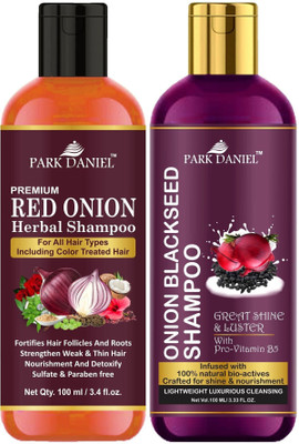 PARK DANIEL Red Onion Shampoo & Onion Blackseed Shampoo Combo Pack Of 2 bottle of 100 ml(200 ml)(200 ml)