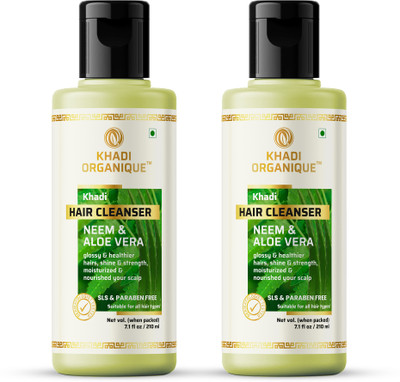 khadi ORGANIQUE Herbal Neem & Aloevera Hair Cleanser / Shampoo- SLS & Paraben Free Make Soft & Shiny Hair(420 ml)