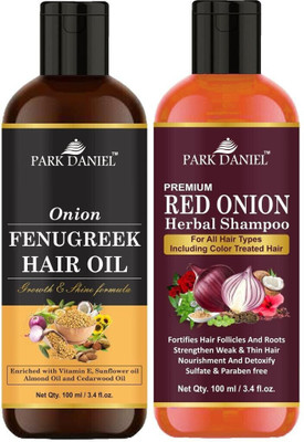 PARK DANIEL Premium Fenugreek Oil & Red Onion Shampoo Combo Pack Of 2 bottle of 100 ml(200 ml)(200 ml)
