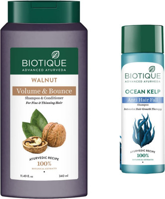 BIOTIQUE Walnut 340ml Ocean Kelp 120ml Shampoo(460 ml)