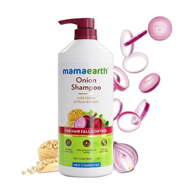 Mamaearth Onion Shampoo for Hair Growth and Hair Fall Control with Onion andPlant Keratin(1 L)