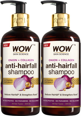 WOW SKIN SCIENCE Onion & Collagen Anti-Hairfall Shampoo | Pack of 2(600 ml)