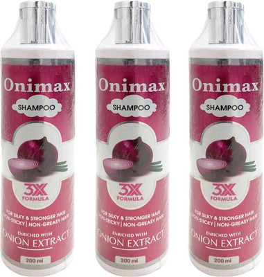 lamiglow ONIMAX SHAMPOO FOR CONTROL HAIR FALL & SILKY HAIRS PACK OF 200ml x 3(600 ml)