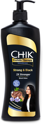 Chik Protein Therophy Strong & Black Shampoo With Black Tea & Flax Seeds(340 ml)