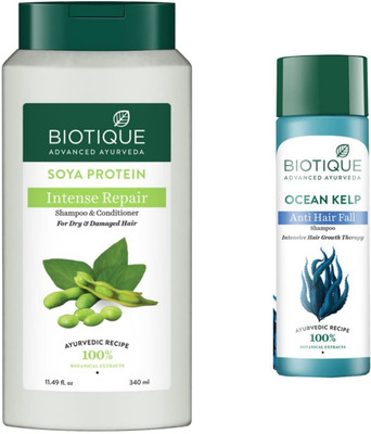 BIOTIQUE Soya Protein 340ml Ocean Kelp 120ml Shampoo(460 ml)