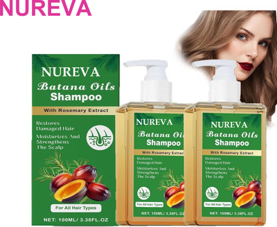 nureva Batana Oil Shampoo Combo Pack of 2 for Hydrating Hair Roots(200 ml)