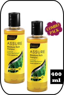 ASSURE Moisture Rich Shampoo specially formulated for dry & damaged hair pack of two(400 ml)