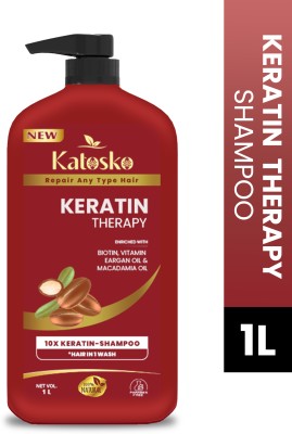 Katosko Keratin Therapy Shampoo Enriched with Biotin, Vitamin, EArgan, Macadamia Oil(1 L)
