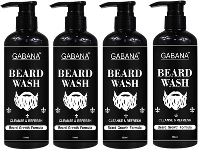 GABANA Beard Wash with Nutmeg Oil For Soft & Frizz-Free Beard 100ML Pack of 4(400 ml)