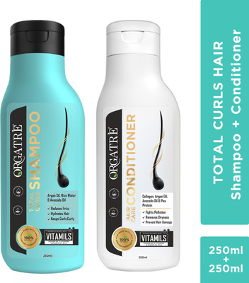 Orgatre Curl Shampoo with Conditioner Pack Soft, Bouncy, Frizz-Free Curly Hair Naturally(500 ml)