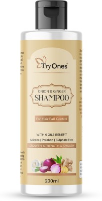 Tryones Onion & Ginger Shampoo - 6 Oils Blend for Hair Growth, Strength & Smoothness(200 ml)