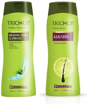 VASU Trichup Healthy Long & Strong and Keratin Shampoo Each 400 ML Pack of 2(800 ml)