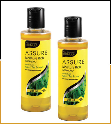ASSURE Moisture Rich Shampoo Enriched with Green Tea Extract for Dry and Damaged Hair,(400 ml)