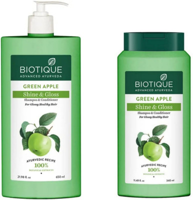 BIOTIQUE Shampoo Combo – Green Apple 650 ML & Green Apple 340 ML (990 ml)