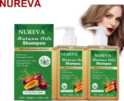 nureva Batana Oil Shampoo Combo Pack of 2 for Frizz-Free Locks(200 ml)