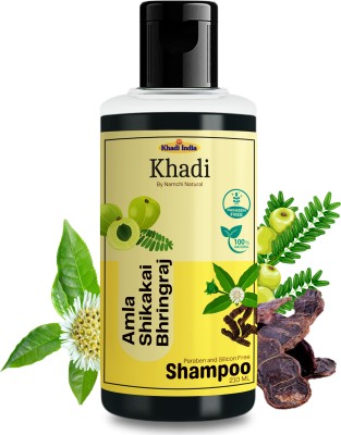 KHADI Amla Shikakai & Bhringraj Ayurvedic Shampoo | Hair Fall Protect |NoParaben(210 ml)