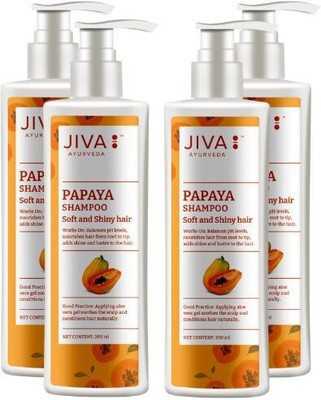 JIVA Papaya Shampoo Volume To Hair & Hairfall Control - Pack 4(200 ml)