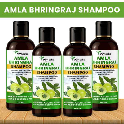 The 99 Herbs Company Amla Bhringraj Shampoo 100ml – Pack of 4 | Hair Growth & Anti-Hair Fall(100 ml)