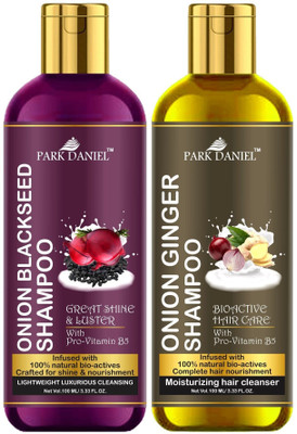 PARK DANIEL Premium Onion Blackseed Shampoo & Onion Ginger Shampoo Combo Pack Of 2 bottle of 100 ml(200 ml)(200 ml)