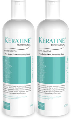 KERATINE PROFESSIONAL Keratin + Smoothing Sulphate Free Shampoo (Pack of 2, 500ML Each)(500 ml)