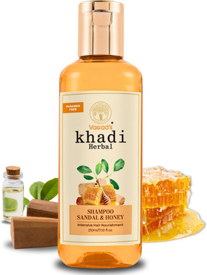 vagad's khadi Herbal Sandal and Honey Shampoo 210ml | Reduces hair fall | Treats split ends | Parabens free | Silicon Free(210 ml)