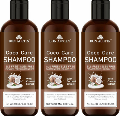 Bon Austin Coco Care Shampoo with Coconut For Damage Reapis Pack of 3 of 100ML(300 ml)