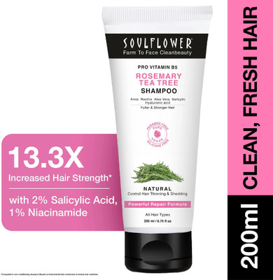 Soulflower Rosemary Tea Tree Shampoo |For Hair Growth, Hairfall, Shiny Hair & Scalp Health|(200 ml)