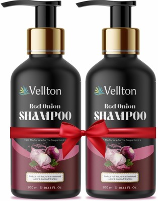 vellton Red Onion Black Seed Oil Shampoo Strong, Smooth and Silky(300ml) pack of 2(600 ml)