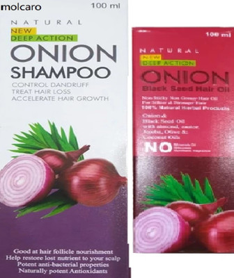 MOLCARO NATURAL ONION SHAMPOO COMBO ONION BLEACK SEED HAIR OIL(200 ml)