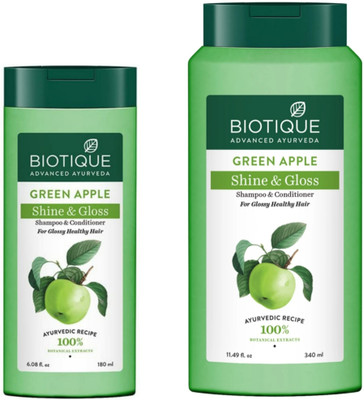 BIOTIQUE Green Apple 340Ml & Green Apple 180Ml Shampoo (Pack Of 2)(520 ml)
