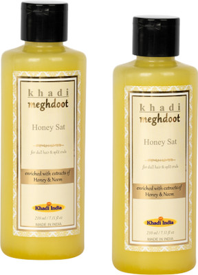 MEGHDOOT Khadi Honey Sat For dull hair & Split Ends with Honey & Neem 210ML(420 ml)