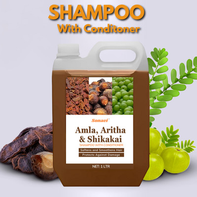 Sonavi Shikakai Shampoo with Conditioner for Strong & Long Hair for Men & Women(1 L)