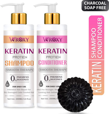 Wroxy Smooth Therapy Keratin Shampoo 200ml and Keratin Conditioner 200ml(400 ml)
