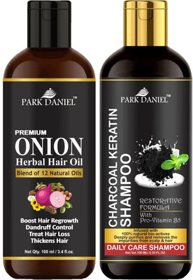 PARK DANIEL Onion Oil & Activated Charcoal Shampoo Combo Pack Of 2 bottle of 100 ml(200 ml)(200 ml)