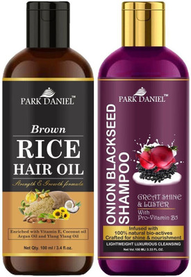PARK DANIEL Premium Rice Oil & Onion Blackseed Shampoo Combo Pack Of 2 bottle of 100 ml(200 ml)(200 ml)