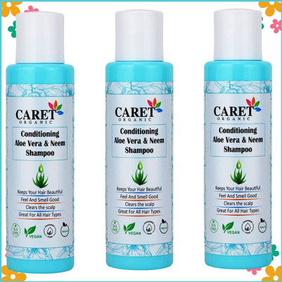 Caret Organic Aloevera & Conditioning Neem Shampoo With Reetha Extract | Pack Of 3(300 ml)