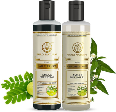 KHADI NATURAL Amla & Bhringraj Hair Shampoo/Cleanser and Hair Conditioner (Combo) (Pack of 2)(420 ml)