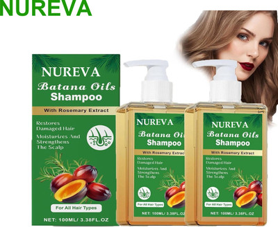 nureva Batana Oil Shampoo Pack of 2 for Silky Smooth Hair Care(200 ml)