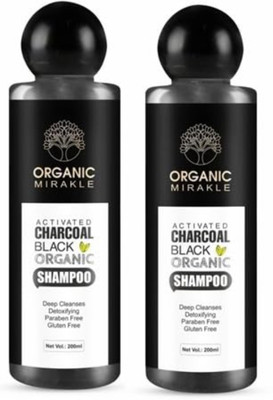 Vaidya Nature Proveda Organic Miracle Charcoal Black Shampoo for Deep Cleansing – Pack of 2(400 ml)
