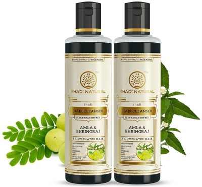 KHADI NATURAL Amla & Bhringraj Cleanser/Shampoo - SLS & Paraben Free (Pack of 2)(420 ml)