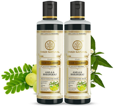 KHADI NATURAL Amla & Bhringraj Cleanser/Shampoo - SLS & Paraben Free (Pack of 2)(420 ml)